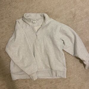 Aritzia Light Gray Zip-Up Sweater